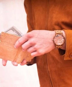 Meninas Bonitas Cork Hats, Bags & Accessories Cork Billfold Wallet With Zipper