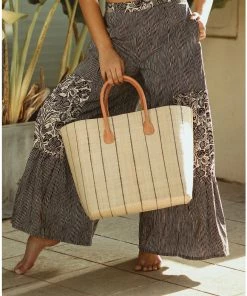 Shebobo Soubic Pinstripes Straw Bag Hats, Bags & Accessories