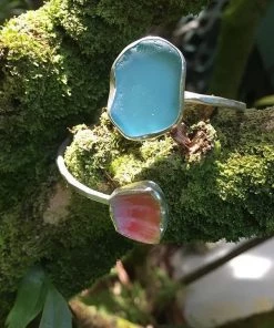 Caitlin Ross-Odom Jewelry Silver Sea Glass Bangle