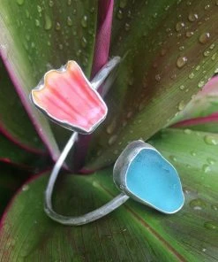 Caitlin Ross-Odom Jewelry Silver Sea Glass Bangle