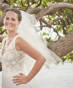 Ema Savahl Low V-Neck Wedding Dress