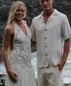 Ema Savahl Halter, Low Back Wedding Dress