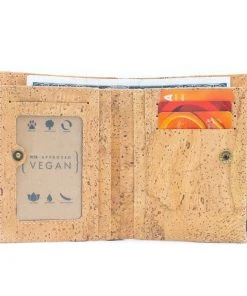 Meninas Bonitas Cork Hats, Bags & Accessories Cork Billfold Wallet With Zipper