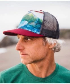 Art And Surf Art On Trucker Hat Mens Clothing