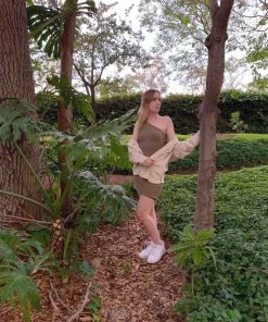 A.ell Design Bamboo One Shoulder Fitted Dress