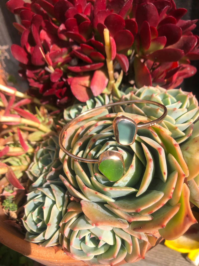 Caitlin Ross-Odom Jewelry Gold Sea Glass Bangle 3 Caitlin Ross-Odom Jewelry Gold Sea Glass Bangle