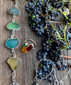 Caitlin Ross-Odom Sea Glass Link Bracelet - Sterling Silver Jewelry