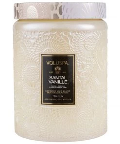 Voluspa Large Embossed Glass Jar Candle 10 Voluspa Large Embossed Glass Jar Candle